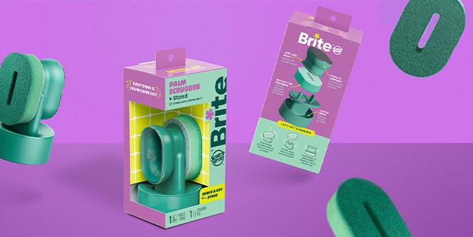 Estropajo de mano Brite de Scotch-Brite™ con soporte para escurrir y secar
