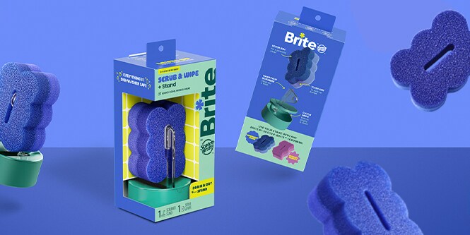 Brite de Scotch-Brite™ Estropajo para fregar y limpiar con soporte para escurrir y secar
